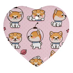 Set Kawaii Smile Japanese Dog Cartoon Heart Ornament (two Sides) by Wegoenart