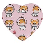 Set Kawaii Smile Japanese Dog Cartoon Heart Ornament (Two Sides) Back