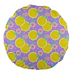 Purple Lemons  Large 18  Premium Flano Round Cushions by ConteMonfrey