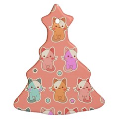 Cute Kawaii Kittens Seamless Pattern Ornament (christmas Tree)  by Wegoenart
