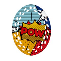 Pow Word Pop Art Style Expression Vector Ornament (oval Filigree) by Wegoenart
