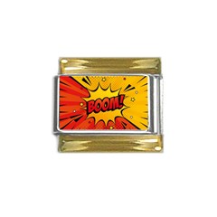 Explosion Boom Pop Art Style Gold Trim Italian Charm (9mm) by Wegoenart