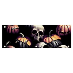 Halloween Party Skulls, Demonic Pumpkins Pattern Banner And Sign 6  X 2  by Casemiro