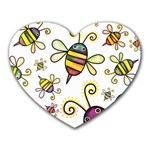 Bee Doodle Cartoon Heart Mousepad Front
