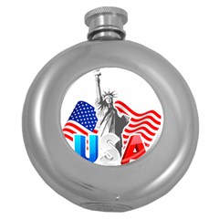 New York City Holiday United States Usa Round Hip Flask (5 Oz) by Jancukart