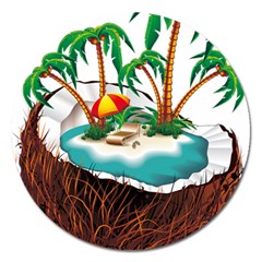 Coconut And Holiday Beach Food Magnet 5  (round) by Jancukart