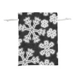 Snowflakes And Star Patterns Grey Frost Lightweight Drawstring Pouch (M) Front