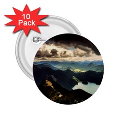 Mountains Sky Clouds Sunset Peak Overlook River 2 25  Buttons (10 Pack)  by danenraven