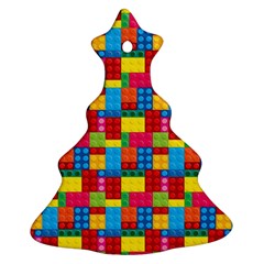 Lego Background Christmas Tree Ornament (two Sides) by artworkshop