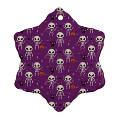 Background Halloween Pattern Pumpkin Skeleton Bat Ornament (snowflake) by Ravend