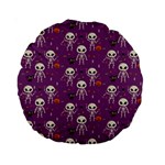Background Halloween Pattern Pumpkin Skeleton Bat Standard 15  Premium Round Cushions Front