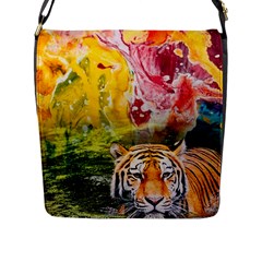 Rainbow Painted Nature Bigcat Flap Closure Messenger Bag (l) by Sparkle