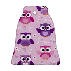 Seamless Cute Colourfull Owl Kids Pattern Bell Ornament (two Sides) by Pakemis