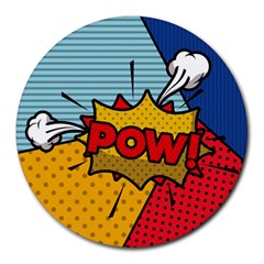 Pow Word Pop Art Style Expression Vector Round Mousepad by Pakemis