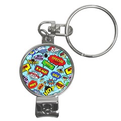 Comic Bubbles Seamless Pattern Nail Clippers Key Chain by Pakemis