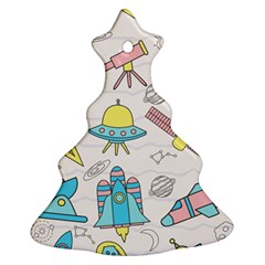 Cute-seamless-pattern-with-space Christmas Tree Ornament (two Sides) by Pakemis