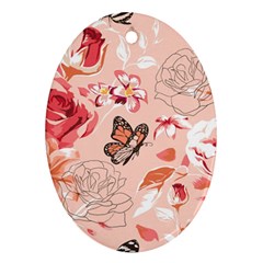 Beautiful-seamless-spring-pattern-with-roses-peony-orchid-succulents Oval Ornament (two Sides) by Pakemis