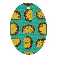 Taco-drawing-background-mexican-fast-food-pattern Ornament (oval) by Pakemis