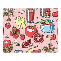 Tomato-seamless-pattern-juicy-tomatoes-food-sauce-ketchup-soup-paste-with-fresh-red-vegetables-backd Double Sided Flano Blanket (large) by Pakemis