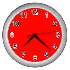 Color Candy Apple Red Wall Clock (silver) by Kultjers