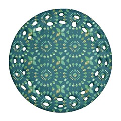 Kaleidoscope Hunter Green Round Filigree Ornament (two Sides) by Mazipoodles