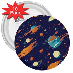 Space Galaxy Planet Universe Stars Night Fantasy 3  Buttons (10 Pack)  by Uceng