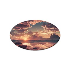 Sunset River Sky Clouds Nature Nostalgic Mountain Sticker Oval (10 Pack) by Uceng