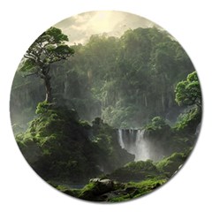 Waterfall River Fantasy Dream Planet Matte Magnet 5  (round) by Uceng