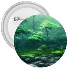 River Forest Woods Nature Rocks Japan Fantasy 3  Buttons by Uceng