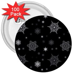 Christmas Snowflake Seamless Pattern With Tiled Falling Snow 3  Buttons (100 Pack)  by Uceng