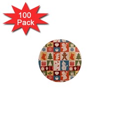 Cute Christmas Seamless Pattern Vector  - 1  Mini Magnets (100 Pack)  by Uceng