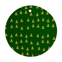 Green Christmas Trees Green Round Ornament (two Sides) by TetiBright