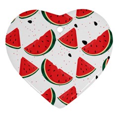 Watermelon Seamless Pattern Ornament (heart) by Jancukart