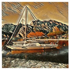 Art Boats Garda, Italy  Wooden Puzzle Square by ConteMonfrey