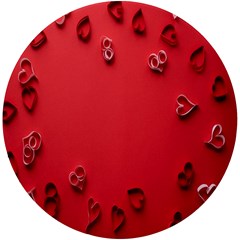 Valentine Day Logo Heart Ribbon Uv Print Round Tile Coaster by artworkshop