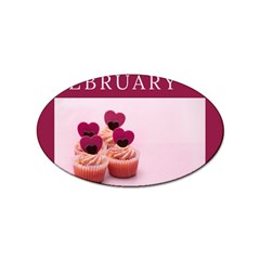 Hello February Text And Cupcakes Sticker Oval (10 Pack) by artworkshop