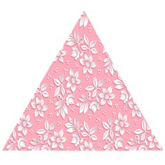 Texture With White Flowers Wooden Puzzle Triangle by artworkshop