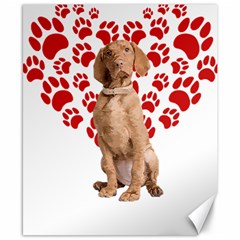 Vizsla Gifts T- Shirt Cool Vizsla Valentine Heart Paw Vizsla Dog Lover Valentine Costume T- Shirt Canvas 8  X 10  by maxcute
