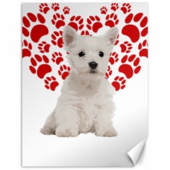 West Highland White Terrier Gift T- Shirt Cute West Highland White Terrier Valentine Heart Paw West Canvas 12  X 16  by maxcute