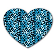 Blue Leopard Heart Mousepad by DinkovaArt