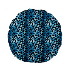 Blue Leopard Standard 15  Premium Round Cushions by DinkovaArt