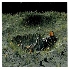Astronaut Lying In Flowers Fantasy Wooden Puzzle Square by artworkshop