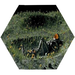 Astronaut Lying In Flowers Fantasy Wooden Puzzle Hexagon by artworkshop
