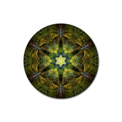 Fractal-fantasy-design-background- Rubber Round Coaster (4 Pack) by Vaneshart
