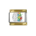 Brain-mind-psychology-idea-drawing Gold Trim Italian Charm (9mm) Front