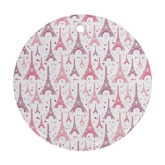 Eiffel Tower Pattern Wallpaper Round Ornament (two Sides) by Ravend