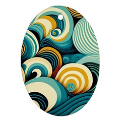 Waves Oval Ornament (two Sides) by fructosebat