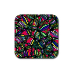 Background Pattern Flowers Seamless Rubber Square Coaster (4 Pack) by Jancukart