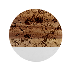 Romantic Cotton Pattern Wallpaper Texture Design Art Marble Wood Coaster (round) by Jancukart