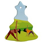 Mother And Daughter Yoga Art Celebrating Motherhood And Bond Between Mom And Daughter. Ornament (Christmas Tree)  Front